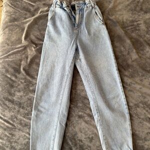 ZARA Wide Leg High Rise Jeans Light Blue